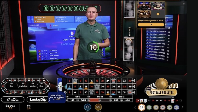 Screen Live Football Roulette 1