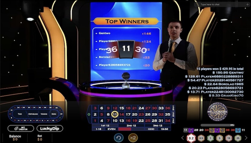 Screen Who Wants To be a Millionaire Roulette Live 2